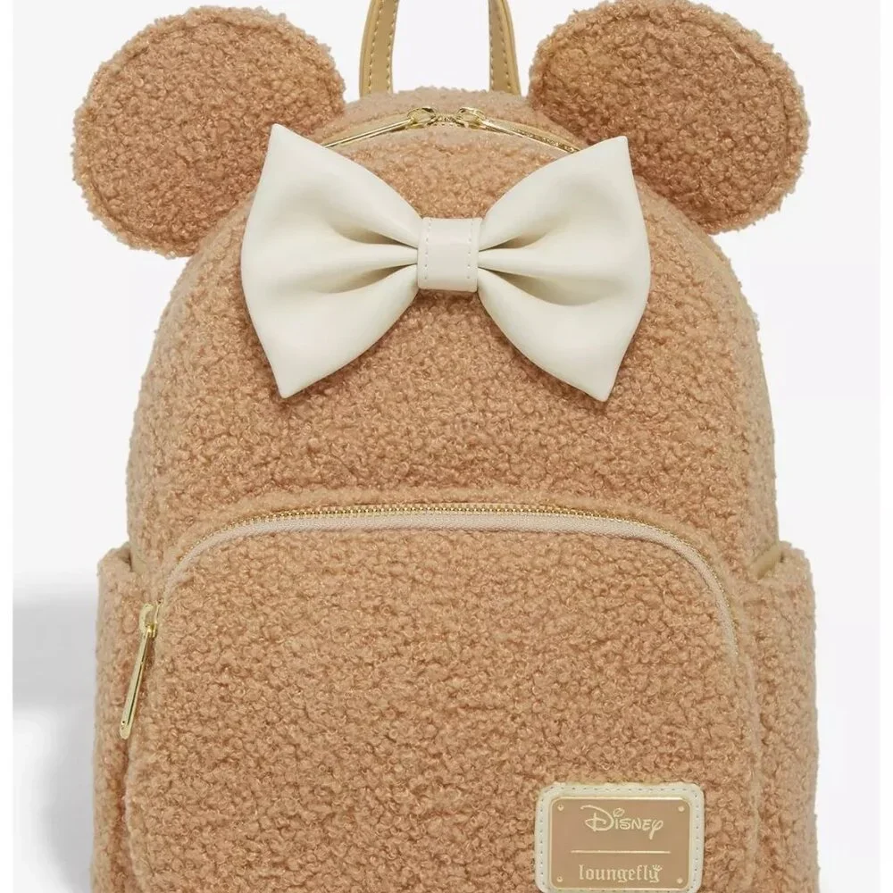 Loungefly Disney Minnie Mouse Sherpa Mini Backpack and Wallet Set NWT Exclusive - Picture 3 of 9